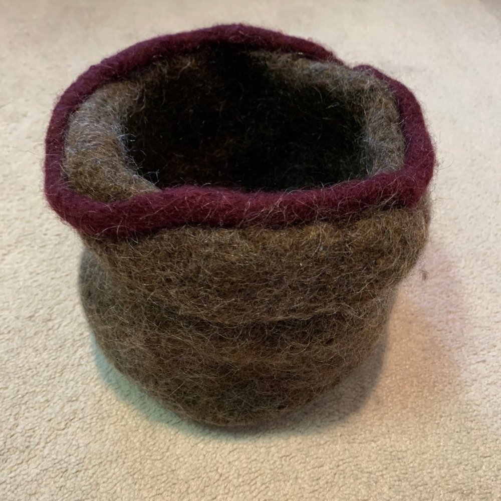 Handcrafted Felted Basket - wool